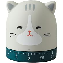 60-Minute Mechanical Kitchen Timer 360 Rotating Cat Design Countdown Clock for Baking, Cooking, and Study Time Management with Alarm