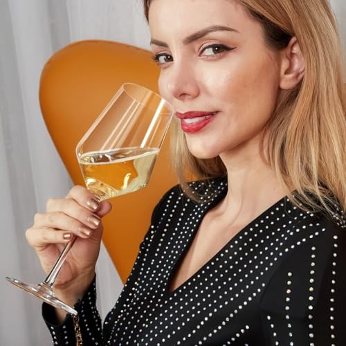 Image of PrimeWorld Crystal Wine Glasses Set of 2-400 ml | Laser-Cut Thin Rim Long Stem Glassware for Red & White Wine | Ultra-Thin Lightweight Wine Tasting Glasses | Elegant Gift Set