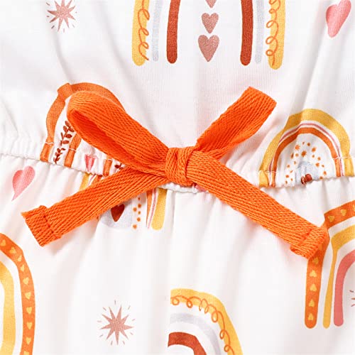 Patpat Toddler Baby Girl Clothes Rainbow Print Bowknot Slip Rompers One Piece Short Girls Jumpsuit 3-4 Years #TOP3