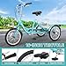 MOPHOTO 16 Inch Small Tricycle for Beginners, 3 Wheel Bike with Low Step-Through Frame, Single Speed Trike with Hand Brakes, Adjustable Seat & Rear Basket, Fits Riders 3'9