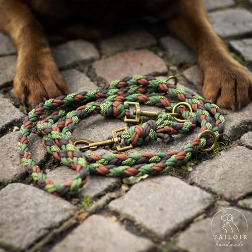 Tailoir Hundeleine 2m geflochten - Leine Hund, Mittelgroße - Große Hunde, Leine verstellbar, Hundeleinen, Dog Leash Führleine, Bissfeste Hundeleine zum Umhängen, Trainingsleine, Freihandleine Paracord