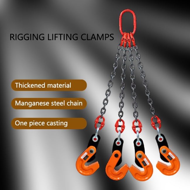 DNGXAOYA Plate Lifting Tongs with 4 Chains,Lifting Clamps,Load Capacity 1.6T-3.2T/3527lb-7054lb, Jaw Opening Up to 15mm-25mm/0.6in-1in, Chain Length 1-3 Meters.(3.2 ton Chain 1m)