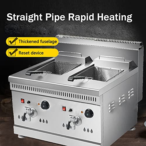 Gas-Fritteuse Arbeitsplatten-Profi-Fritteuse mit Großem Fassungsvermögen, Propangas Gastro Friteuse Tiegelfritteuse mit Öl Edelstahl Fritöse für Pommes Frites,Double – Bild 4