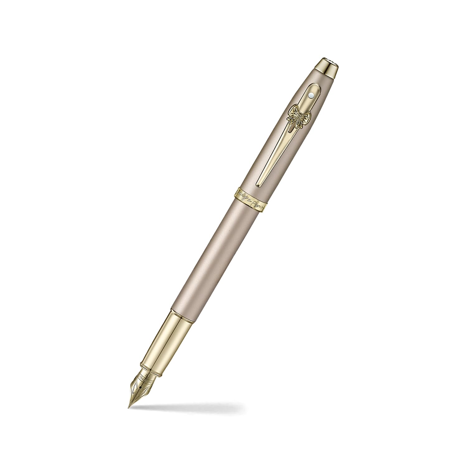 Sheaffer 100 Emily in Paris 9377 Collection, Champagne Gold Pen with PVD Gold Trims, Bow-Shaped Clip. (Fountain, Fine)