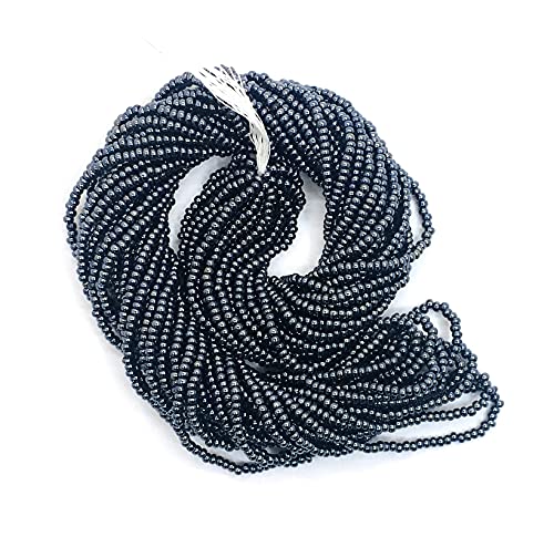Perlin Seed Beads 2 mm Preciosa Ornela Czech 9000 Pieces CZ Glass Beads 11/0 24 on Multiple Strands (Black Metallic)