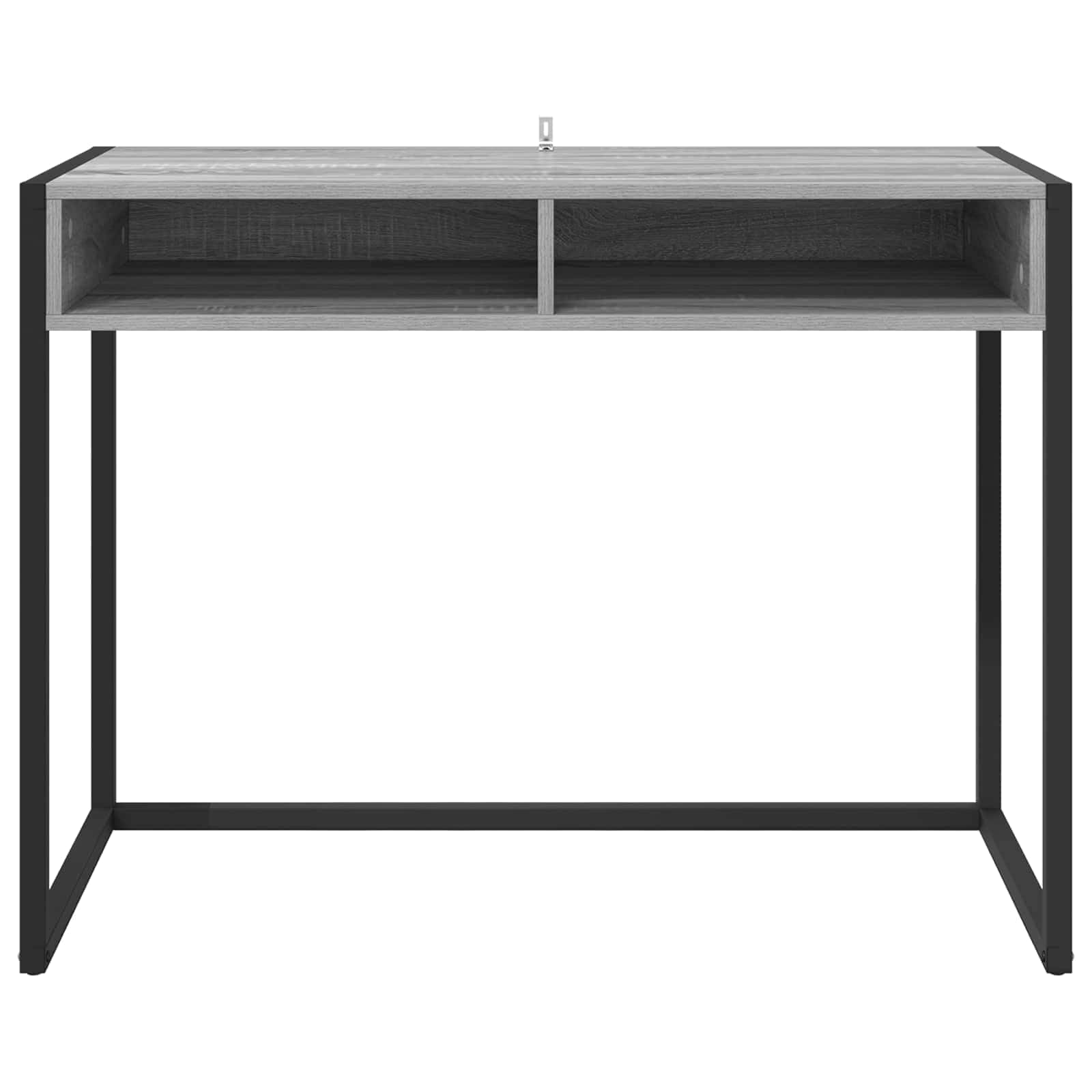 Scrivania grigio sonoma in legno ingegnerizzato 100 x 50 x 75 cm con struttura in acciaio stabile, tavolo lavoro per ufficio, studio, gaming, smartworking, casa, soggiorno