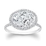 Women's 14k white gold diamond halo engagement ring with 2 carat Oval White Sapphire Center 0.60 ctw...