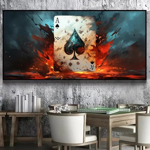 Affiche abstraite As de pique toile décoration intérieure 90x180 cm