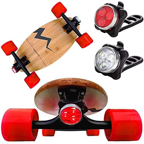 Eggboards Mini Longboard with LED Lights Accessories - Bamboo Small Longboard with LED Underglow Light Front and Tail. Great for Adults and Kids to Skate Anywhere and Cover