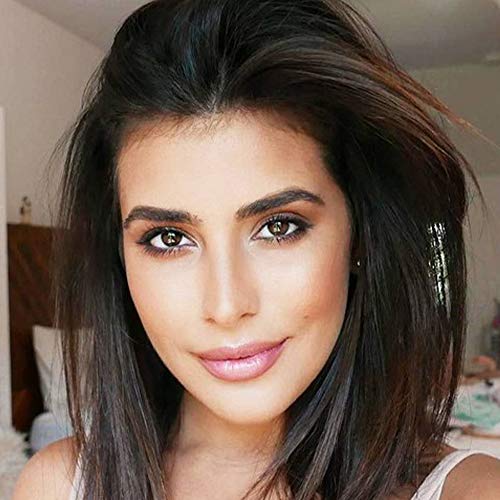 Short Bob Wigs Silky Straight Synthetic Fiber Hair Full Wigs for Women Natural Looking as Real Hair Heat Resistant Colorful Cosplay Daily Party Wig(Dark brown)