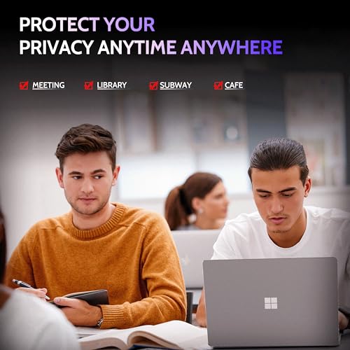 Image of Peslv Privacy Screen for 13.8 Inch Surface Laptop 7, MagicSuction Removable Anti Spy Black Protector, Glare Blue Light Filter for Microsoft Laptop Computer Monitor