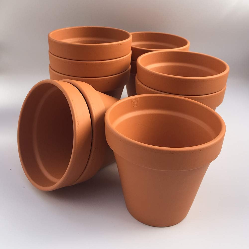 [F13] Small terracotta plant pots (pack of 10) 132mm diameter x 117mm high