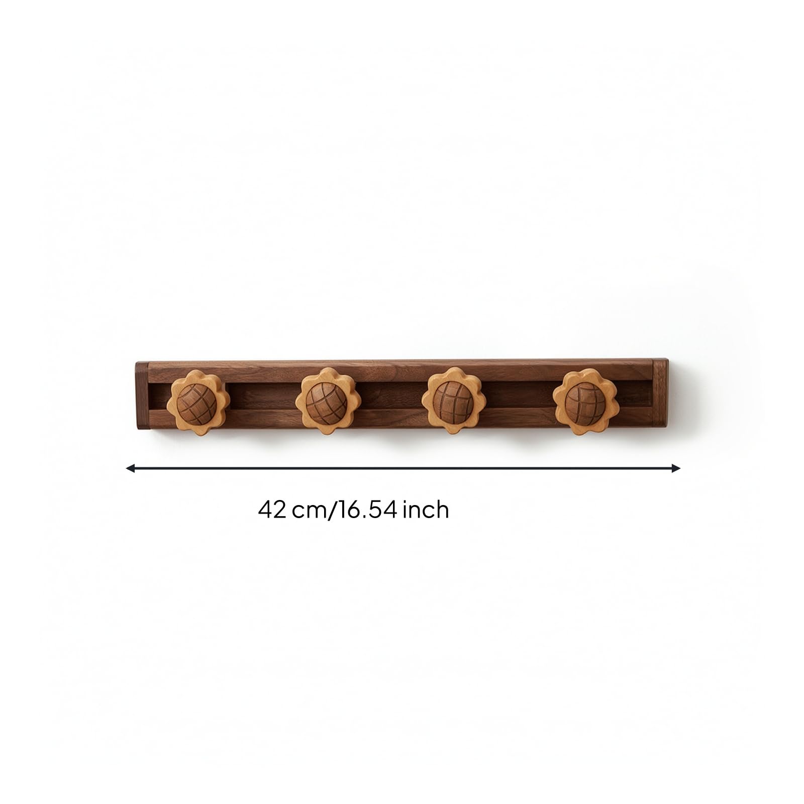 Gancio da Parete Appendiabiti Portabiti Attaccapanni Appendichiavi in Scuro con Binario Rettangolare E Ganci Regolabili Stile Essenziale Adatto per, 4 Hooks, Sunflower
