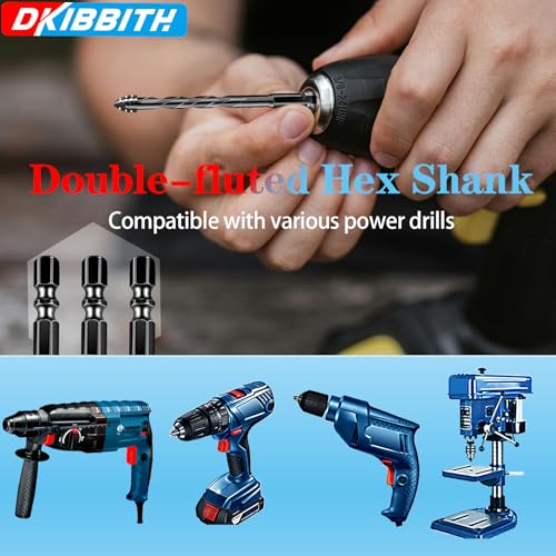 DKIBBITH 4-Flute Serrated Masonry Drill Bit Set (10-Piece, Black) - 3/16" to 1/2" for Concrete, Tile, Brick, Glass, Ceramic