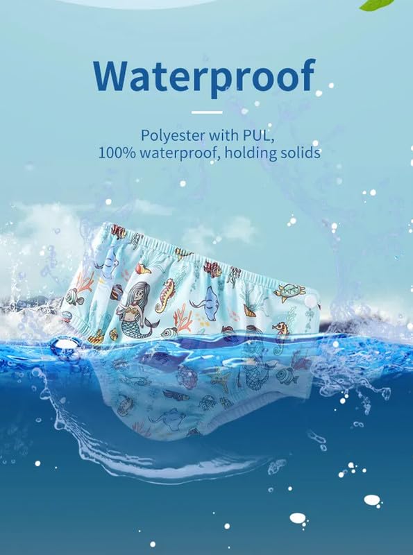 Chinmay Kids Baby 3 Swim Diaper Combo Waterproof Reusable Leakproof Adjustable Pool Pant for Infant Boys Girls Swimsuit, Age Group - (4 Months - 3 Years) | Blue-Light Blue-Purple 2