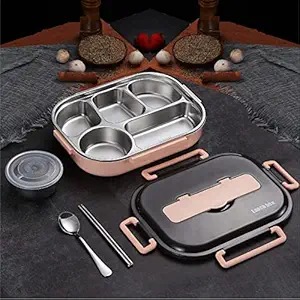 Proxin Stainless Steel Bento Box 5 Compartments Lunch Box, Food Storage Container with Soup Bowl Chopsticks Spoon, Lunch Box for School Office, Tiffin Box Reusable Microwave Freezer BPA-Free (1500 ML)