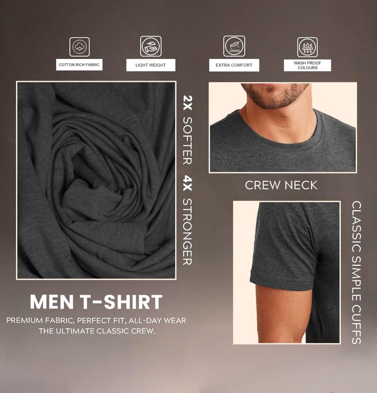 Image of Sleepynuts Men's Regular Fit Round Neck Half Sleeves Solid Casual Wear T-Shirt
