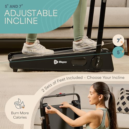 Image of Lifepro Smallest Portable 30in Small Mini Walking Pad Treadmill Installation Free, Adjustable Incline, Under Desk Work Compact Treadmills for Home /Office - Max Load 220Lbs & Speed 3MPH