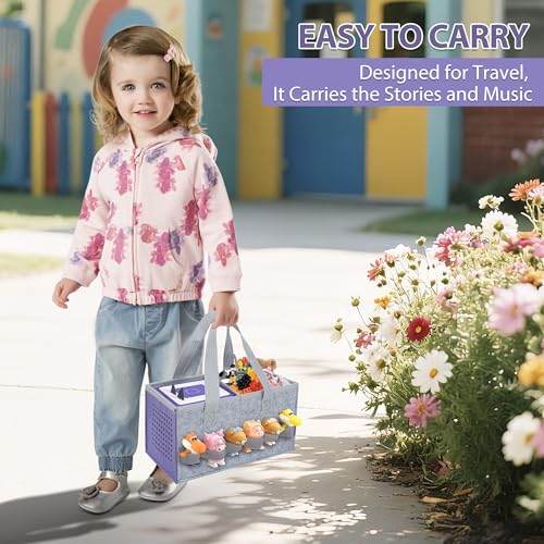 Image of IBVIVIC Carrying Case for Toniebox Starter Set and Figurines, Portable Travel Felt Cloth Musical Toy Folding Bag with Handle for Toniebox 2 and Accessories(Lavender Purple)