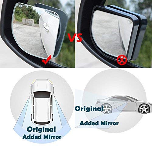 Fan Shape 360 Degree Rotate Sway Adjustabe Blind Spot Mirrors, Ampper Hd Glass Convex (Low Curvature) Frameless Stick On Lens (Pack Of 2) #TOP6