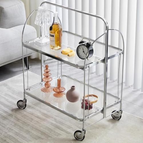 Carrello da bar pieghevole versatile con ruote, carrello da portata per caffè, tè e bevande, ideale per cucina, sala da pranzo e feste
