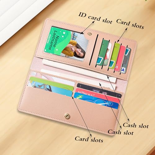 Ultra-Thin Long Wallet, Style Credit Card Holder for Women, 11 Card Slots Bifold Minimalist Wallet with Buckle for Cash, Credit Cards (Light Blue)4