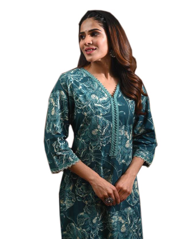 Image of FIRSTRAIN Women Cotton Straight Printed Kurti | Soft Breathable Kurta for Office & Casual Use | | Trendy Festive & Regular Wear Cotton Kurti