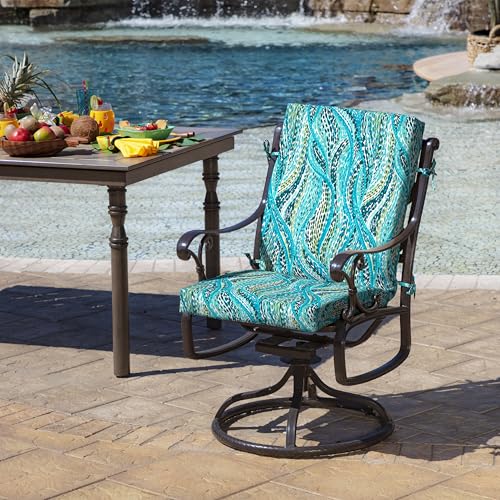 Image of Arden Patio Dining Outdoor Chair Cushions, 20x44, Rain-Proof Seat Pad, Fade-Resistant Outdoor Cushion Teal Ariel