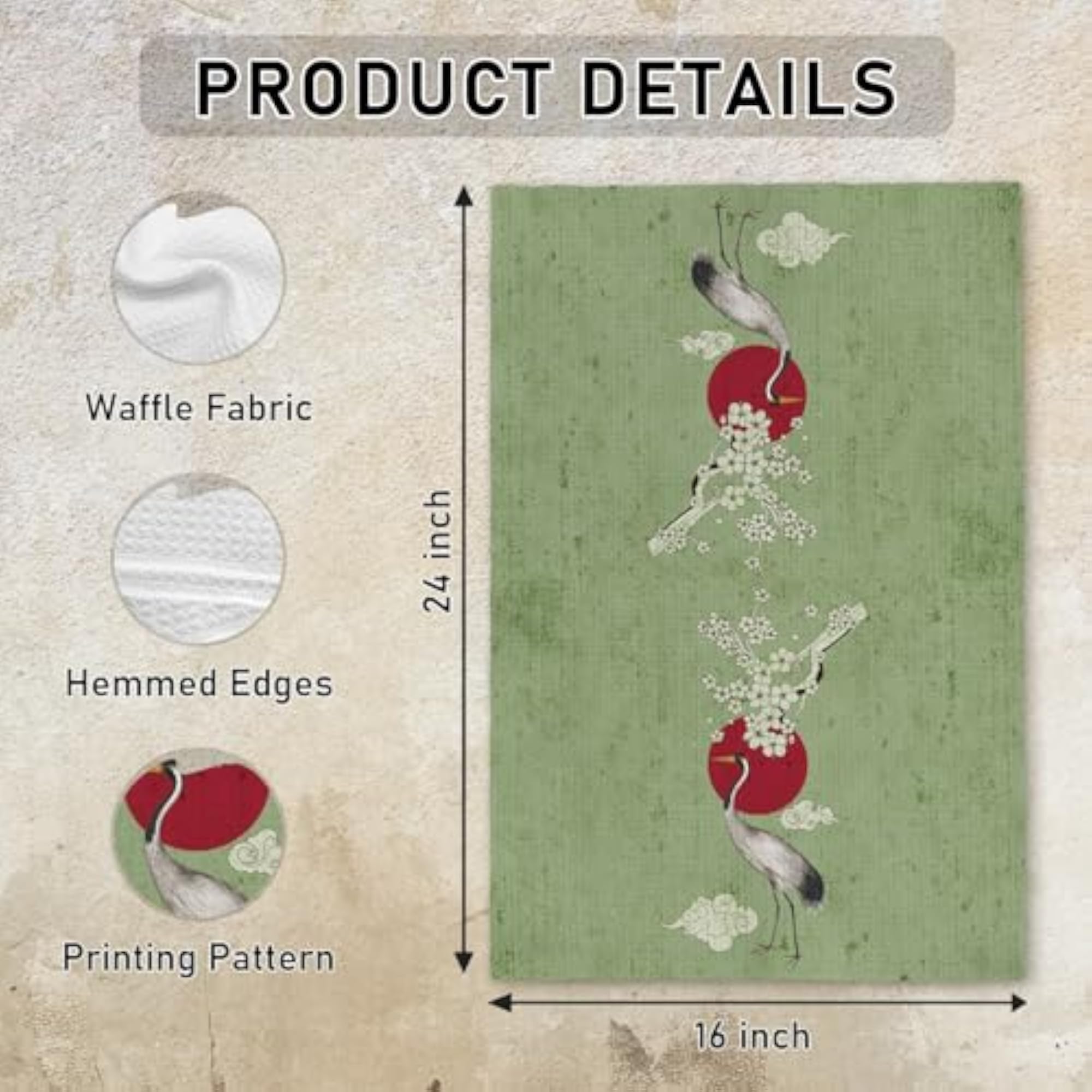 Japanese Crane Bird Kitchen Towels, Bird Lovers Gift