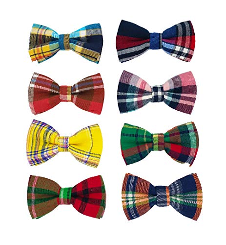 PET SHOW 8pcs Christmas Plaid Small Dogs Collar Bow Ties Puppies Cats Collar