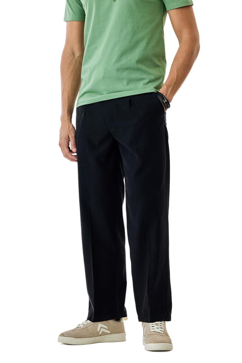 snitch Men Casual Trousers | Relaxed Fit Pleated Front Design with Drawstring Closure | Breathable Cotton Blend Fabric for Everyday Wear & Summer Comfort-picture-46