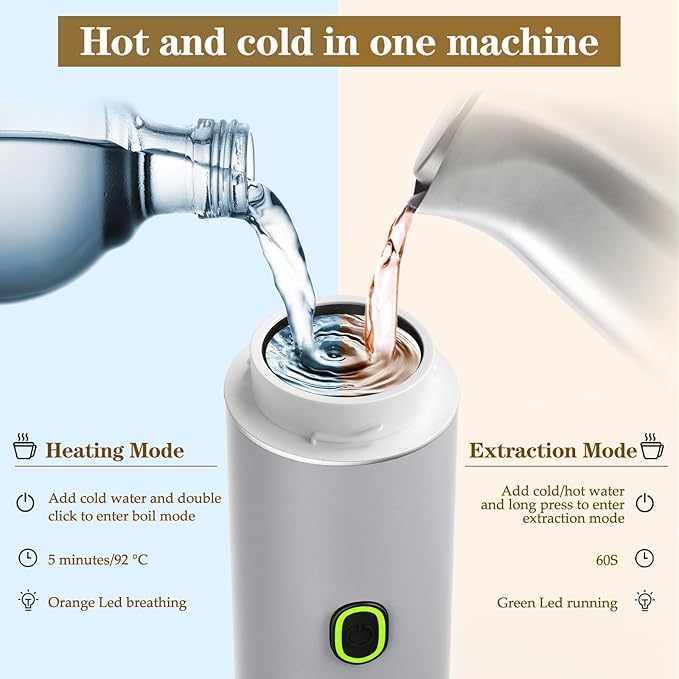 Image of VeeDee 2026 Portable Electric Espresso Machine with Display - Self-Heating Travel Coffee Maker - 2-in-1 Compatible with Ground Coffee & NS Capsules - Ideal for Car, Camping, RV, Hiking & Office