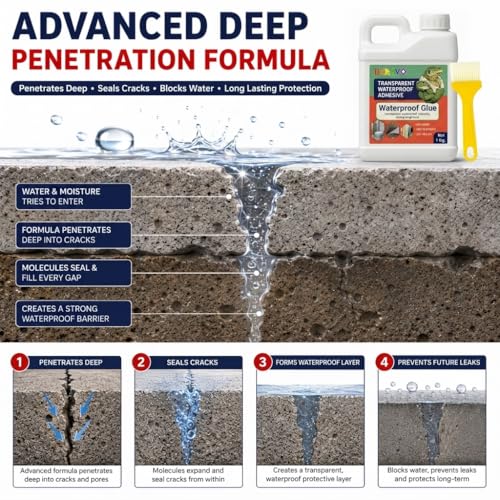 Image of UCRAVO Transparent Waterproof Adhesive Sealant 1 Kg |Epoxy Resin Waterproof Glue for Roof Leakage Repair Crack Filler & Waterproofing Agent for Flooring,Walls,Pipes,Tiles,Bathrooms & Outdoor Surfaces