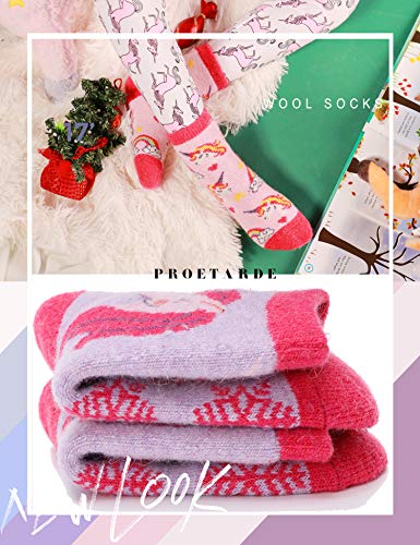 Image of ProEtrade Wool Socks for Kids Toddlers Boys Girls Thick Warm Winter Hiking Heavy Thermal Cozy Crew Boot Gift Socks 6 Pack