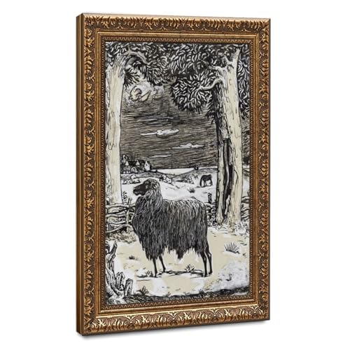 Toile murale Black Sheep Richard Roland Holst grand format avec cadre suspendu en bois