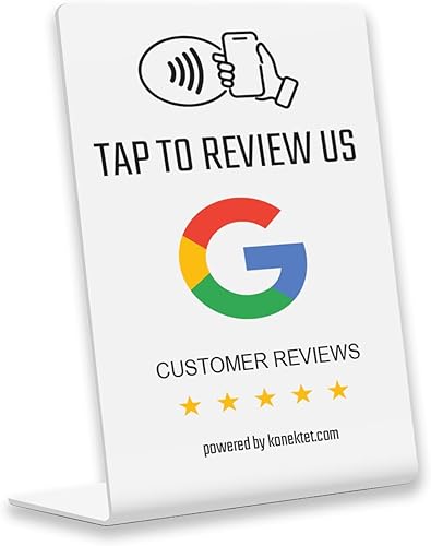 NFC Google Review Stand, aumenta tu reputación en línea Diseñado para revolucionar el compromiso con el cliente de tu empresa.