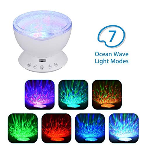 Bloepum Projection Lamp - 12 LED Remote Control Undersea Projector Lamp, 7 Color Changing Music Player for Bedroom