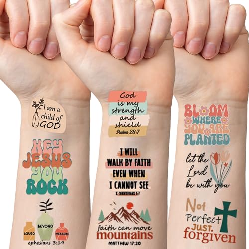 Christian Temporary Tattoos Stickers - 150+ Bible Verse Birthday Party