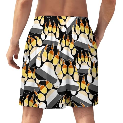 Gay Bear Pride LGBT Paw Men's Stretch Pajama Short Soft Sleepwear Pocket Elastic Waistband Pj Pant3