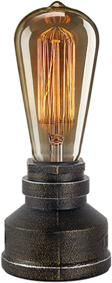 JINYU Vintage American Village Style Desk Light Creative Table Lamp Iron Steel Water Pipe Table Night Lights,Bedside Desk Lamps,Industrial Steampunk Retro Base E27 Holder Fitting Lighting Fixture