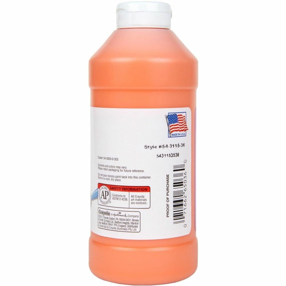Artista II Washable Tempera Paint, Orange, 16 oz, Sold as 1 Each
