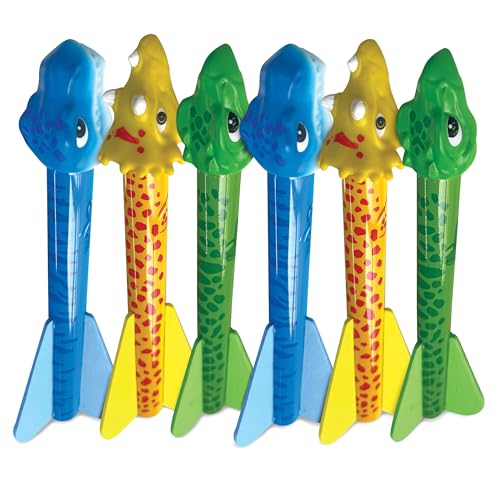 Stomp Rocket Dino-Soar Rocket Refills, 6 Rockets - Replacement Dinosaur-Themed Soft Foam Rockets for Launcher - Fun Backyard & Outdoor Kids Toys Gifts for Boys & Girls