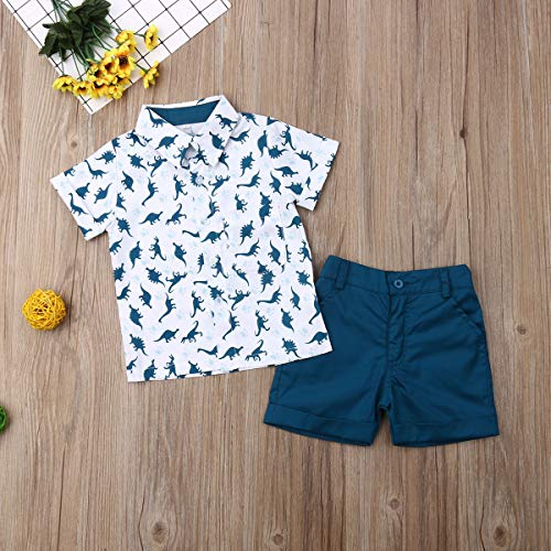 Image of Toddler Boy Summer Outfits Button Down Short Sleeve Floral Shirts & Casual Shorts 1-6 Years Boys Clothes Set
