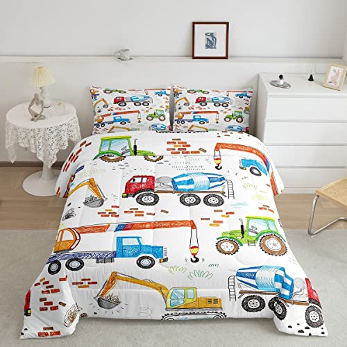 Conjunto de cama para meninos escavadeira conjunto de edredom para crianças meninas aquarela trator