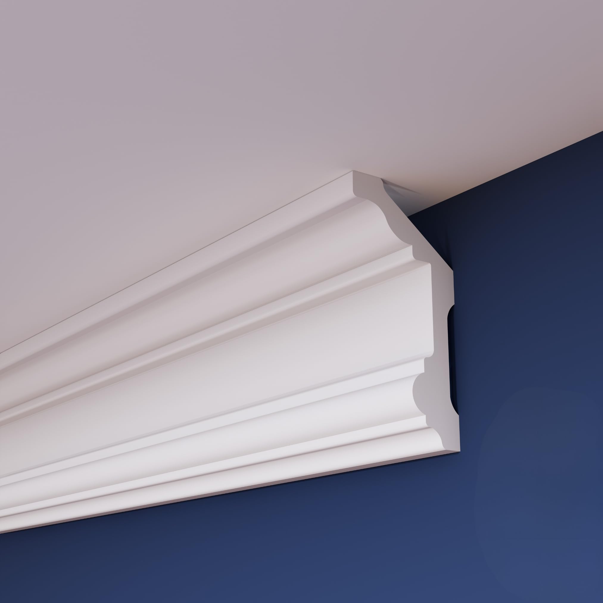 WOLDECOR Coving for Ceilings, Premium White XPS Cornice Coving, Lightweight Ceiling Moulding, Flexible Trim, Paintable Finish, Easy DIY Fit, Moisture Resistant (2m, WV01)