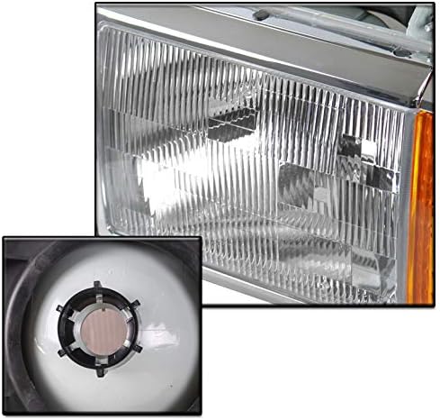 Factory Style Headlights Headlamps Chrome Compatible with 1987-1991 Ford Bronco F-150 F-250 F-350