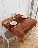 Ldtrchee Waterproof Table Cloth, Burnt Orange Square Tablecloth - 54 x 54 Inch, Modern Abstract Geom