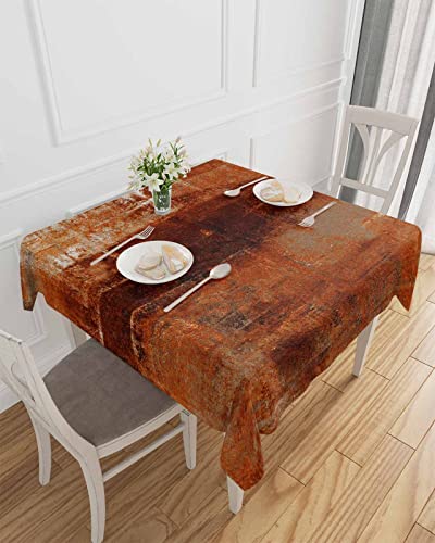 Ldtrchee Waterproof Table Cloth, Burnt Orange Square Tablecloth - 54 X 54 Inch, Modern Abstract Geometric Art Oil Painted Spillproof Tablecloths Table Decoration Cover For Square/Round Tables #TOP18