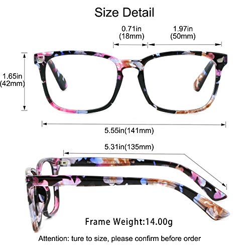 Image of YEIN Bifocal Reading Glasses with Blue Light Blocking Lenses, Bifocal Reader for Women, Vintage Square frame with Spring Hinge (+0.50 /+2.50 magnification)