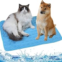 Summer Dog Cooling Mat, Self-Cooling Dog Mat for Small, Medium and Large Dogs - Easy to Wash with Water-Absorption Top and Safe Materials 28 * 22IN, blue